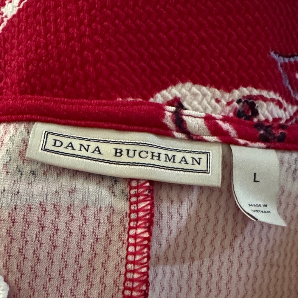 Dana Buchman Red and White embroidered paisley print dress - Picture 6 of 8